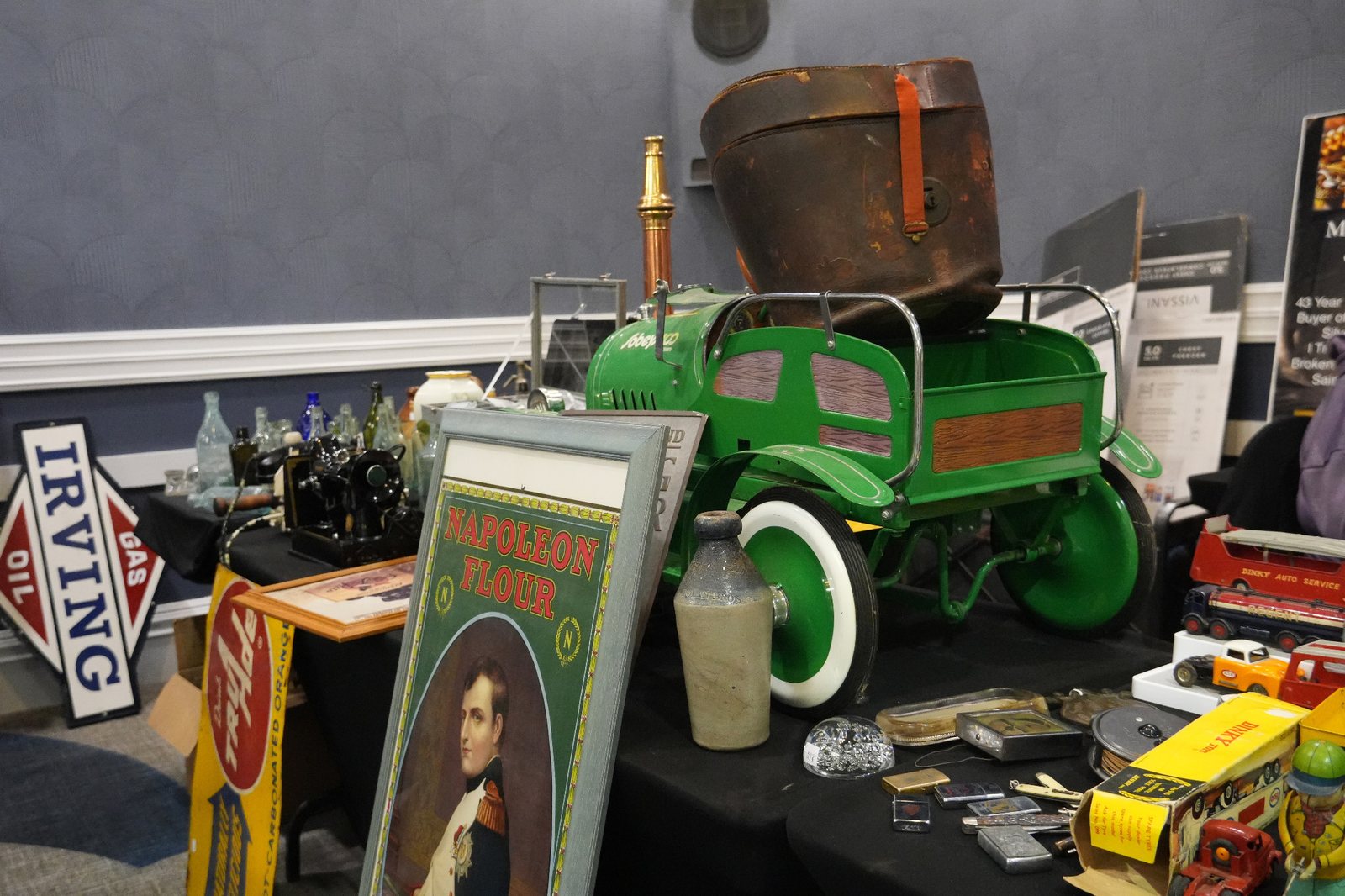 A green vintage wagon photographed at a past show