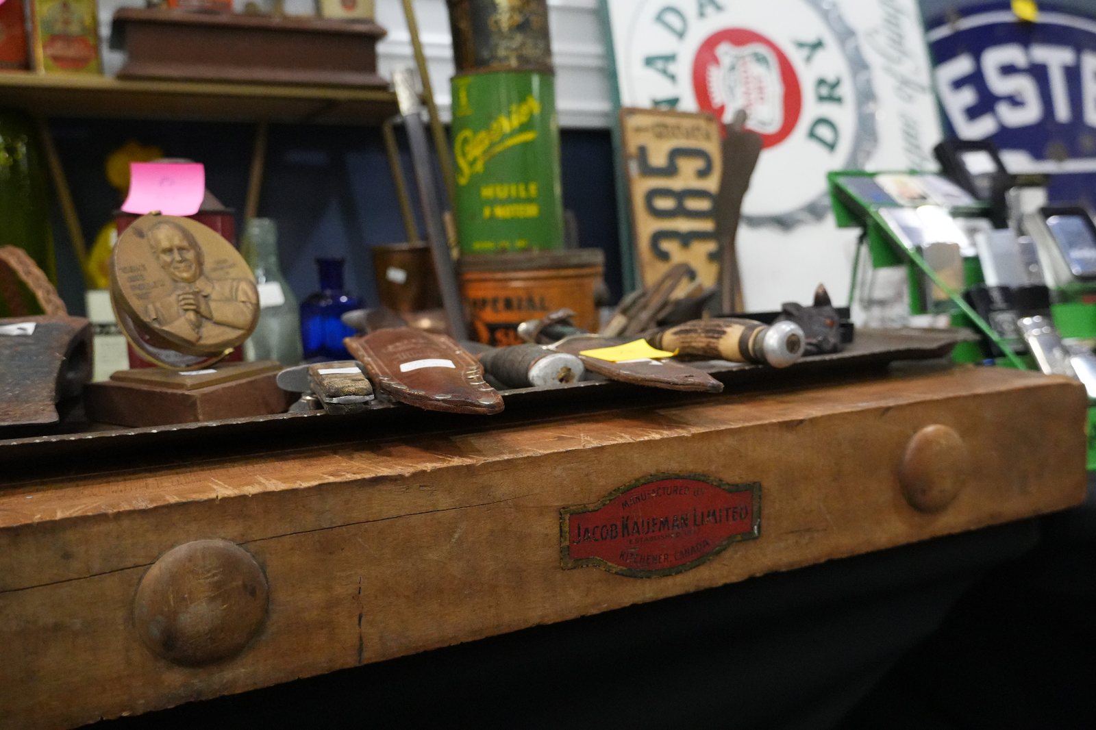 Old tools and wooden items from a previous show